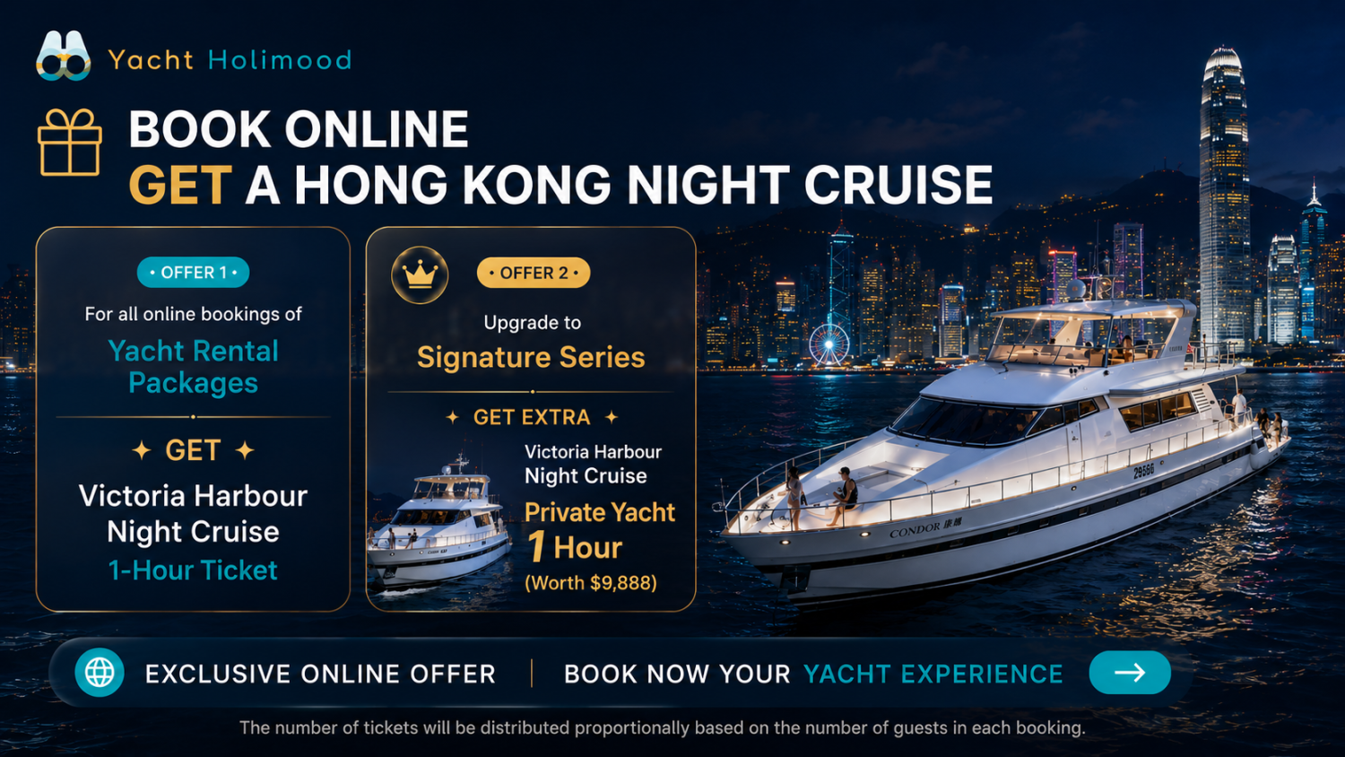 Yacht Holimood Promotion - Book Online and Get Night Cruise 