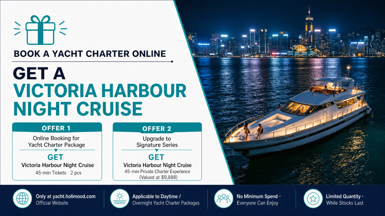 Yacht Holimood Promotion - Book Online and Get Night Cruise 